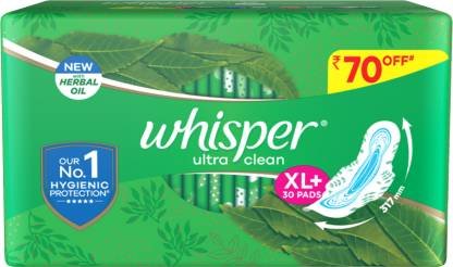 Whisper Ultra Clean XL+ Sanitary Pad  (Pack of 30)